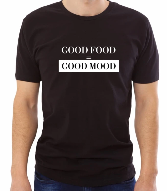 Czarna męska koszulka good food good mood