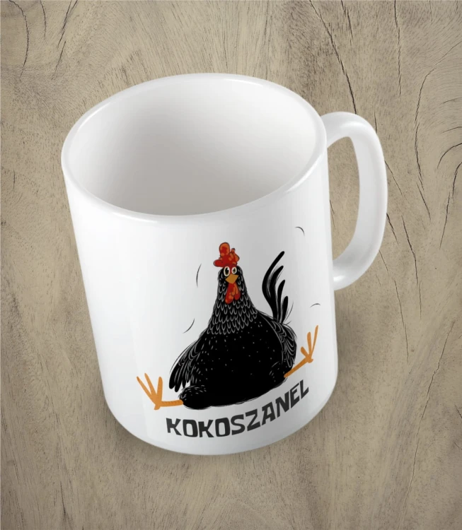 Biały kubek kokoszanel