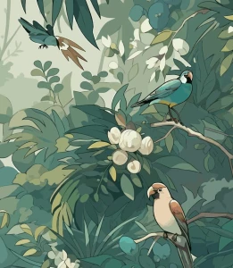 Próbka fototapety parrots in the jungle