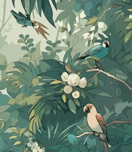 Próbka fototapety parrots in the jungle
