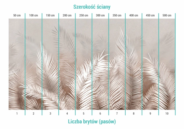 Wielkość wzoru na tapecie beżowe liście tropikalne