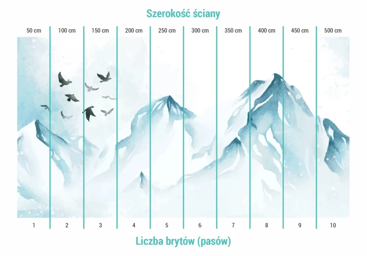 Podział na bryty na tapecie lodowy krajobraz z ptakami