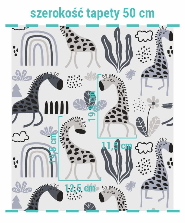 Wielkość wzoru na tapecie cute grey giraffes