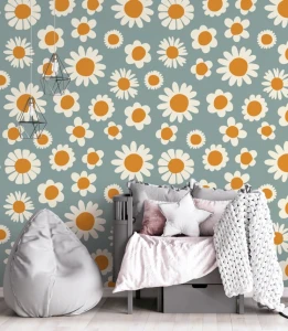 Tapeta vintage daisy flowers