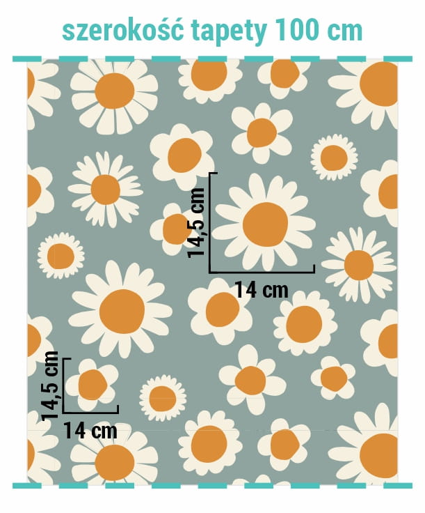 Wielkość wzoru na tapecie vintage daisy flowers