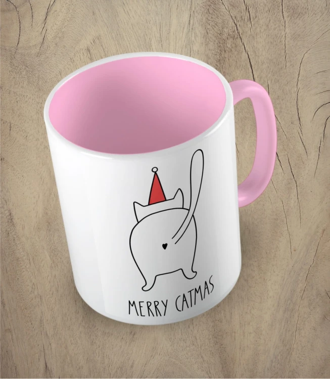Różowy kubek merry catmas