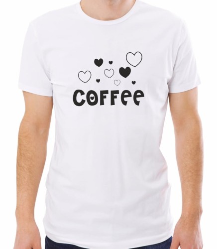 Biała męska koszulka coffee