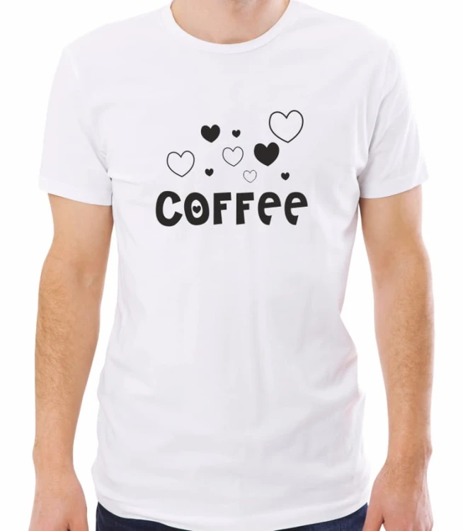 Biała męska koszulka coffee