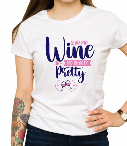 Biała damska koszulka give me wine