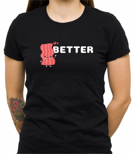 Czarna damska koszulka better together bacon