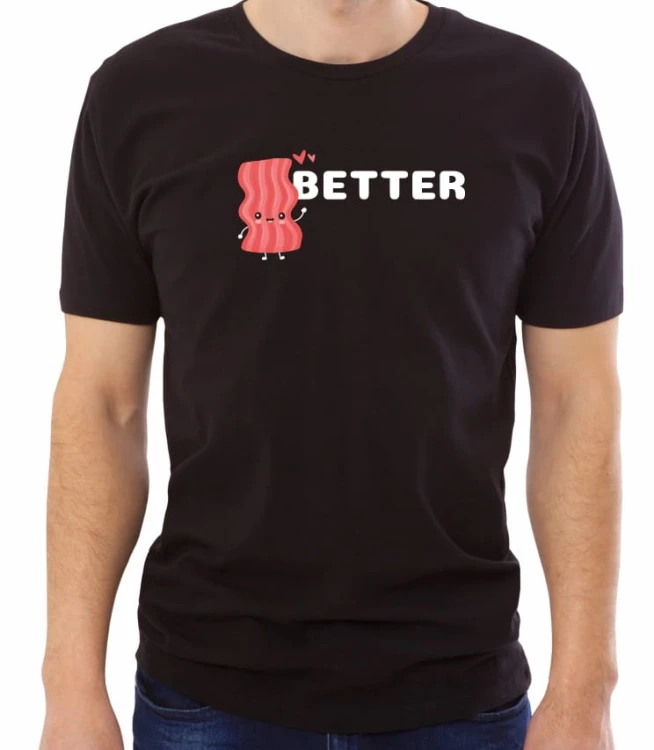Czarna męska koszulka better together bacon