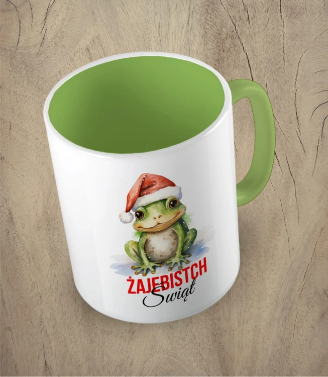 Jasnozielony  kubek żajebistych świąt