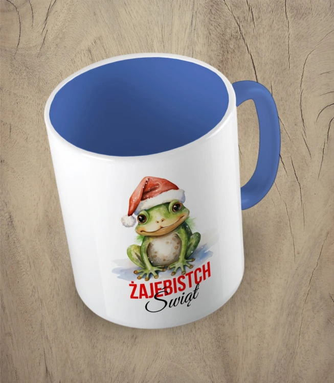 Niebieski  kubek żajebistych świąt