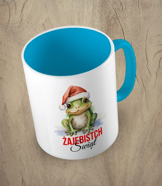 Błękitny kubek żajebistych świąt