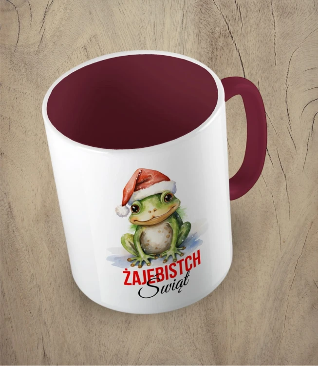 Bordowy kubek żajebistych świąt