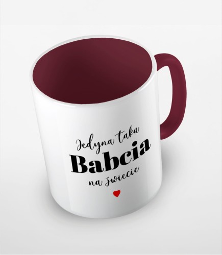 Bordowy kubek jedyna taka babcia