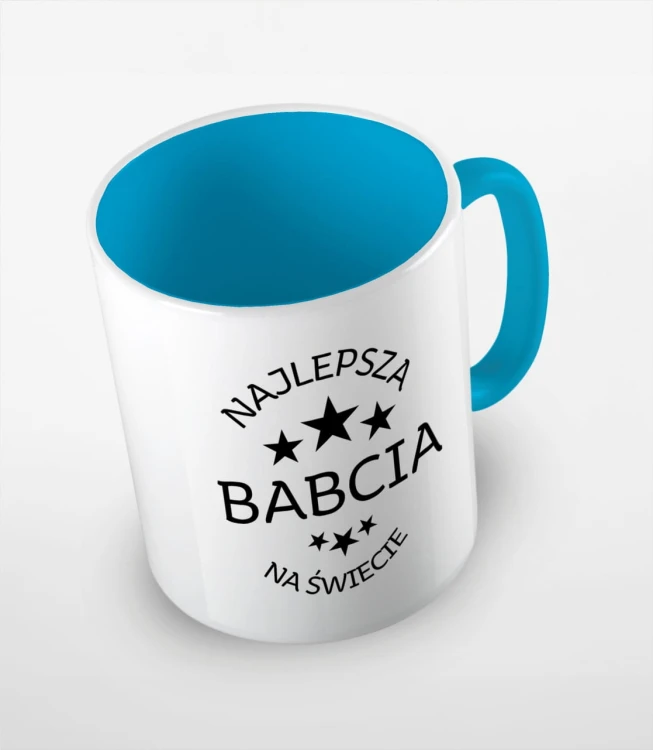 Błękitny kubek najlepsza babcia na świecie