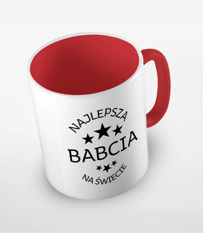 Czerwony kubek najlepsza babcia na świecie