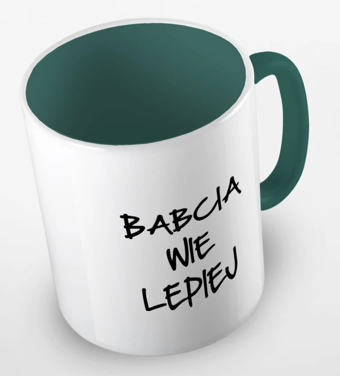 kolorowy kubek babcia wie lepiej 01 - ciemnozielony.jpg