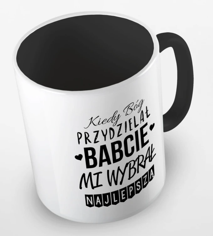 kolorowy kubek kiedy Bóg przydzielał Babcie, mi wybrał najlepszą - czarny.jpg