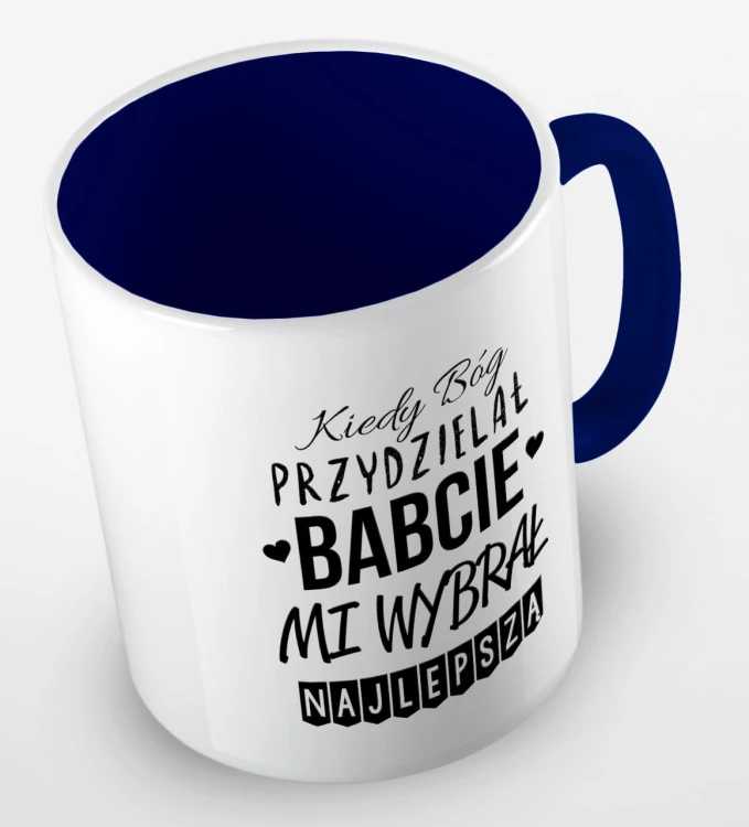 kolorowy kubek kiedy Bóg przydzielał Babcie, mi wybrał najlepszą - granatowy.jpg