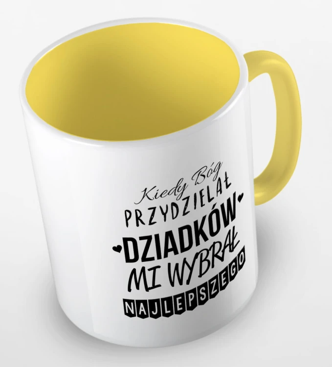 kolorowy kubek kiedy Bóg przydzielał Dziadków, mi wybrał najlepszego - żółty.jpg