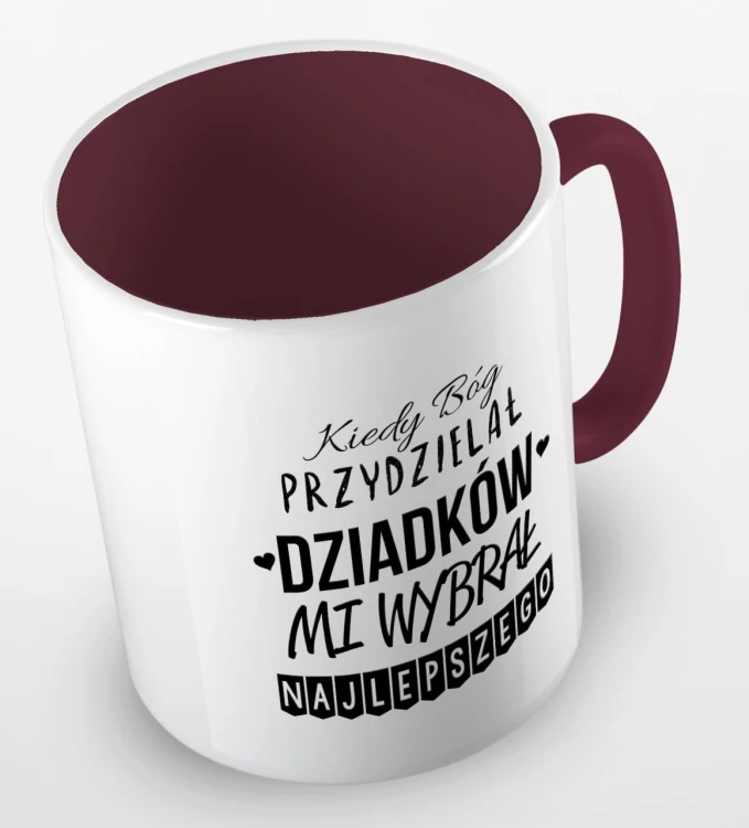 kolorowy kubek kiedy Bóg przydzielał Dziadków, mi wybrał najlepszego - bordowy.jpg
