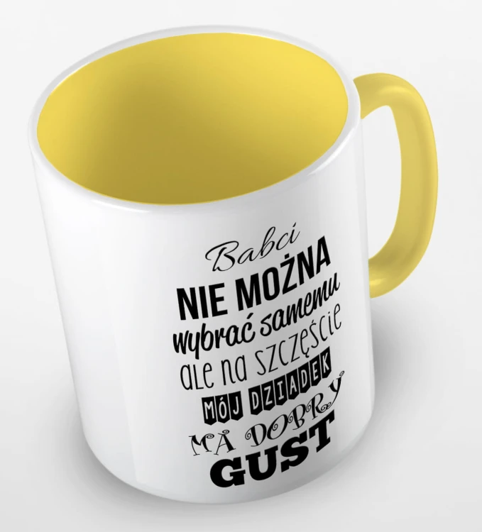 kolorowy kubek - babci nie można wybrać samemu, ale na szczeście mój Dziadek ma dobry gust - żółty.jpg