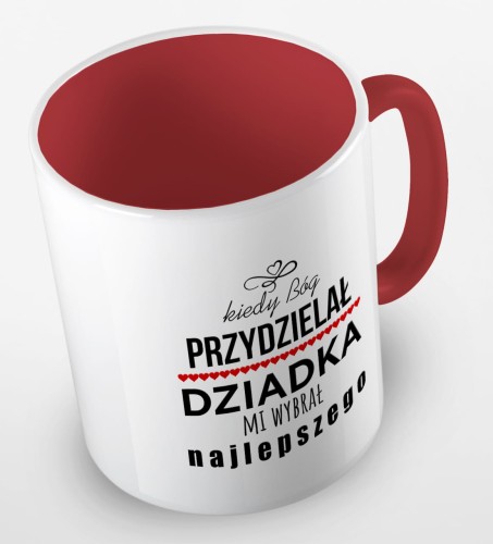 kolorowy kubek kiedy Bóg przydzielał Dziadków, mi wybrał najlepszego - wzór II - czerwony.jpg