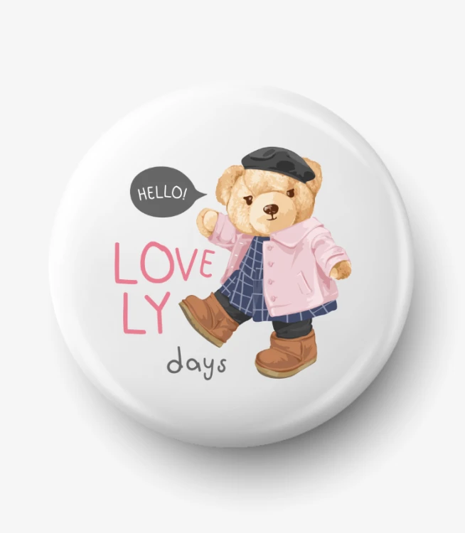 Button bear doll girl pink