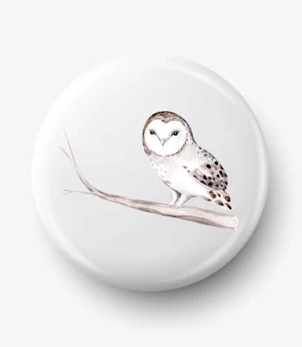 Button sowa na gałęzi