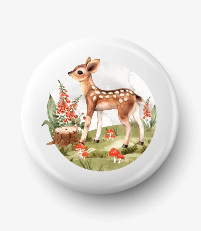 Button jeleń w kółku