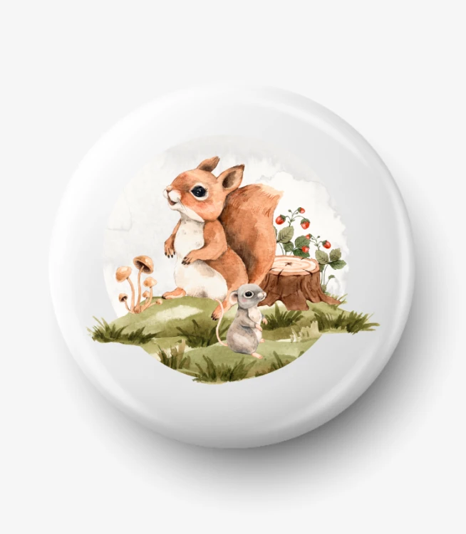 Button wiewiórka w kółku
