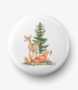 Button jeleń i lis w lesie