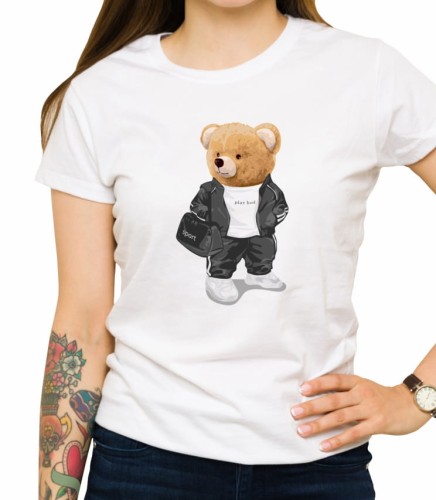 Biała damska koszulka bear doll sport