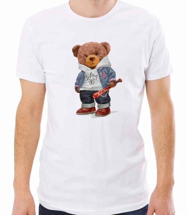 Biała męska koszulka bear doll