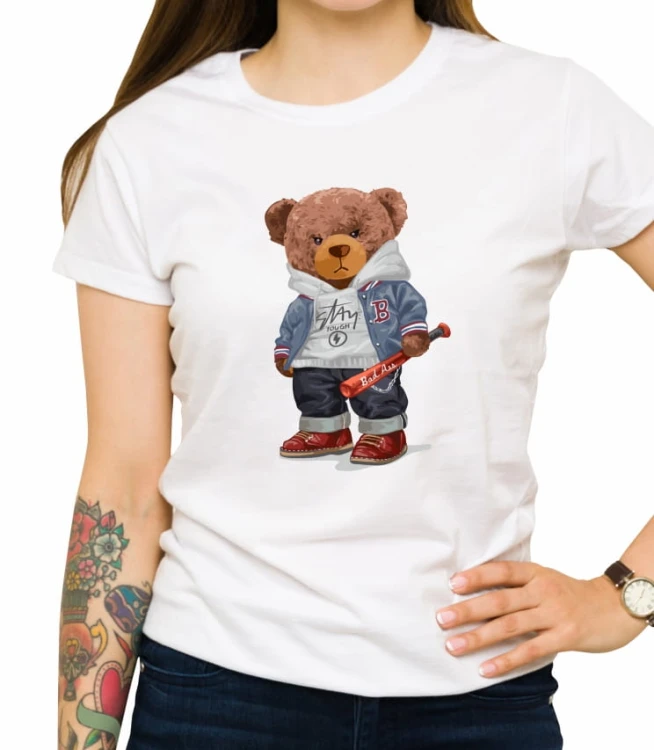 Biała damska koszulka bear doll