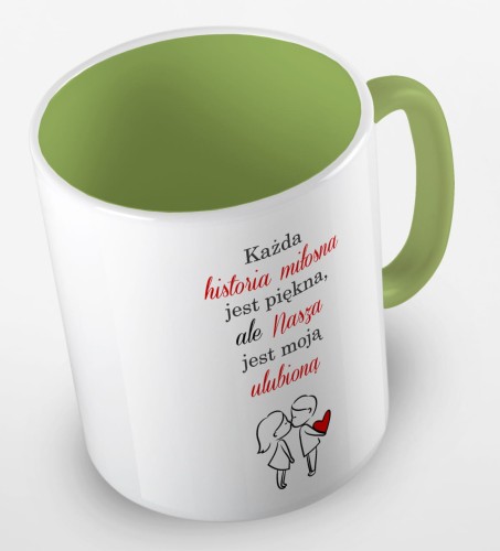 kolorowy kubek nasza historia miłosna jest moją ulubioną - jasnozielony.jpg