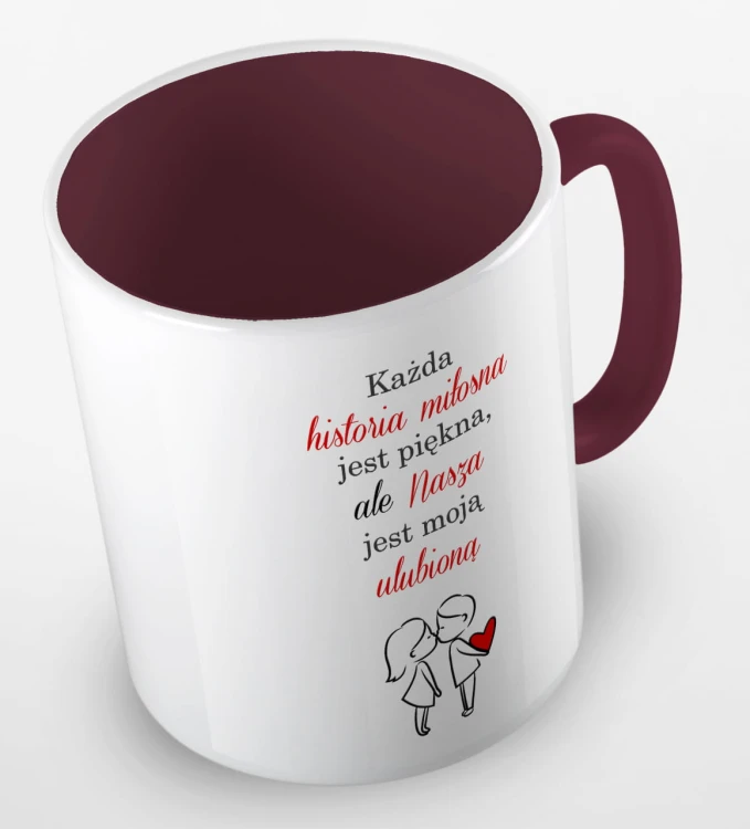 kolorowy kubek nasza historia miłosna jest moją ulubioną - bordowy.jpg