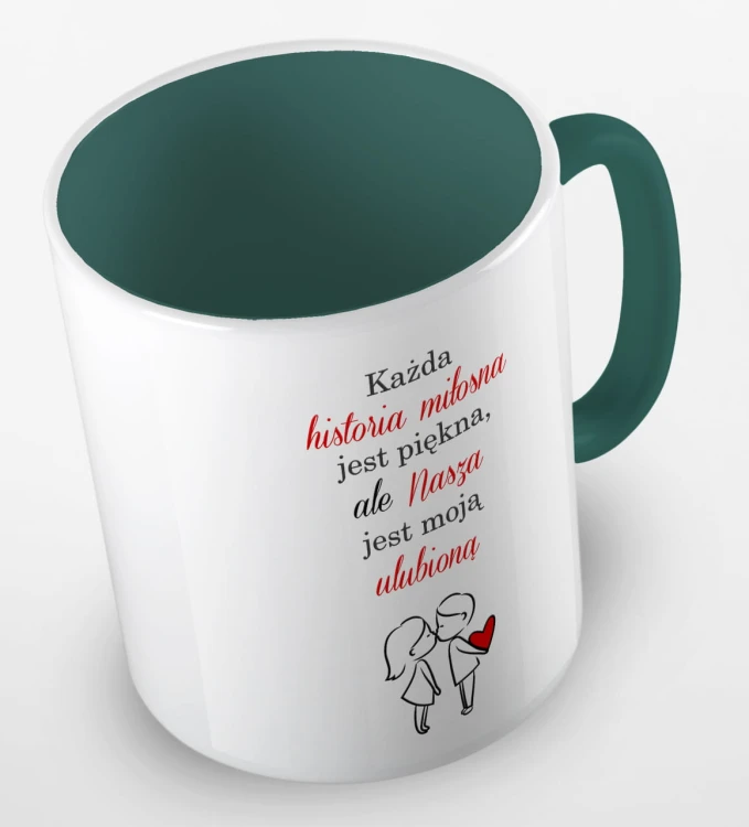 kolorowy kubek nasza historia miłosna jest moją ulubioną - ciemnozielony.jpg