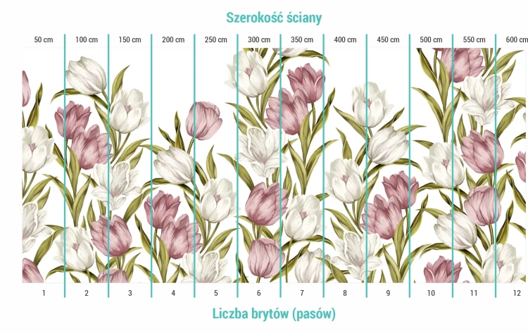 Podział na bryty na tapecie pastelowe tulipany