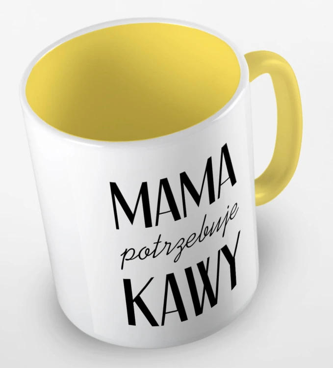 kolorowy kubek z hasłem mama potrzebuje kawy - żółty.jpg