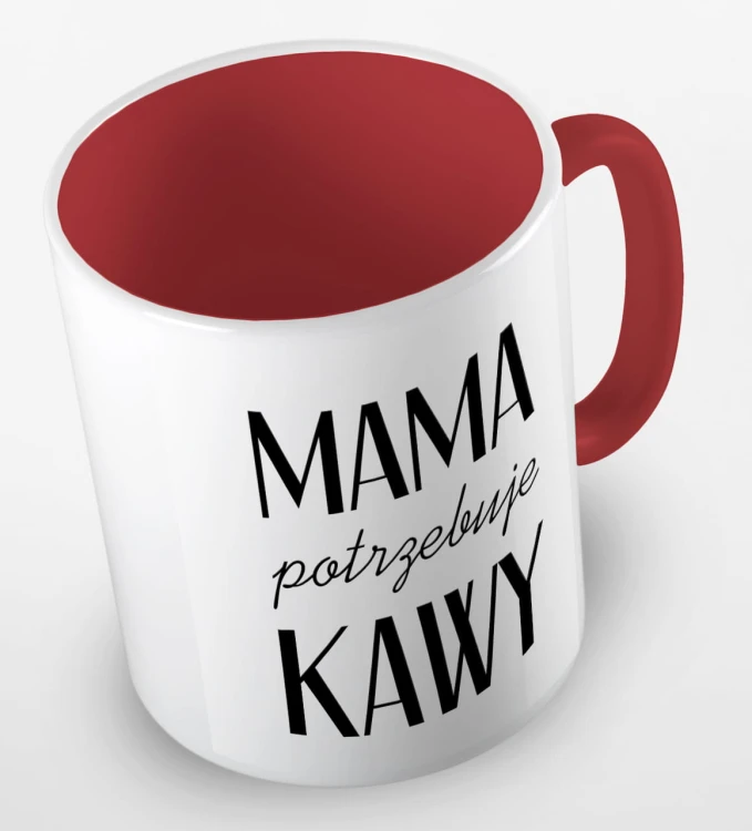 kolorowy kubek z hasłem mama potrzebuje kawy - czerwony.jpg