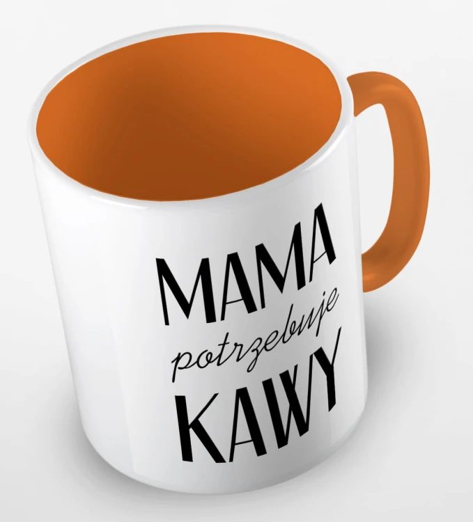 kolorowy kubek z hasłem mama potrzebuje kawy - pomarańczowy.jpg