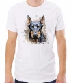 Męska biała koszulka doberman