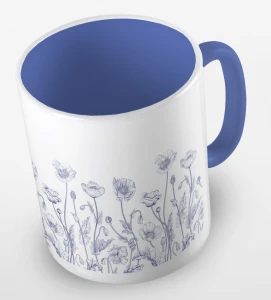Kubek blue and white poppies