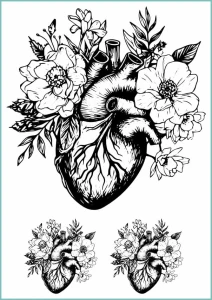 Tatuaże tymczasowe floral anatomical heart