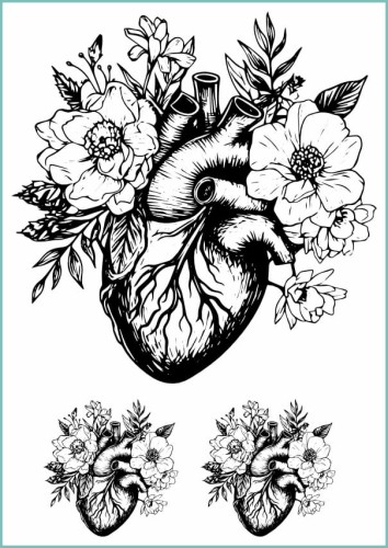 Tatuaże tymczasowe floral anatomical heart