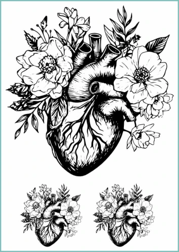 Tatuaże tymczasowe floral anatomical heart