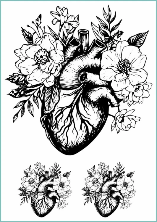 Tatuaże tymczasowe floral anatomical heart